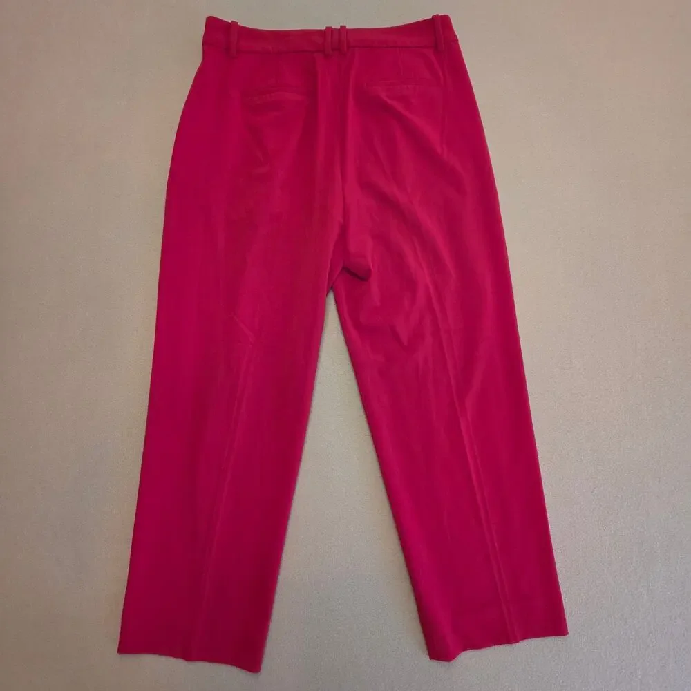J.Crew Red Pleated Trouser Pants Sz 10 High-Waist Straight-Leg
